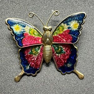 Vintage Butterfly Brooch Multicolored
